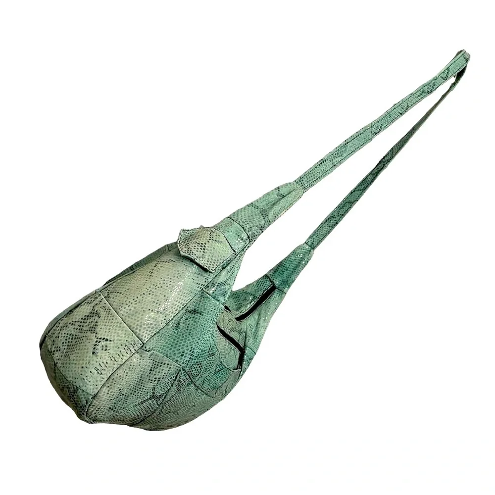 Mint Snakeskin Print Hobo Bag w Silver Sprinkle of Shimmering Fairy Dust Perfect